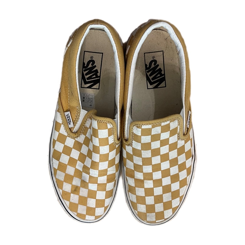 Mustard Vans Women’s Size 9 Checkered Ochre Yellow Men’s Size 7.5 Slip On